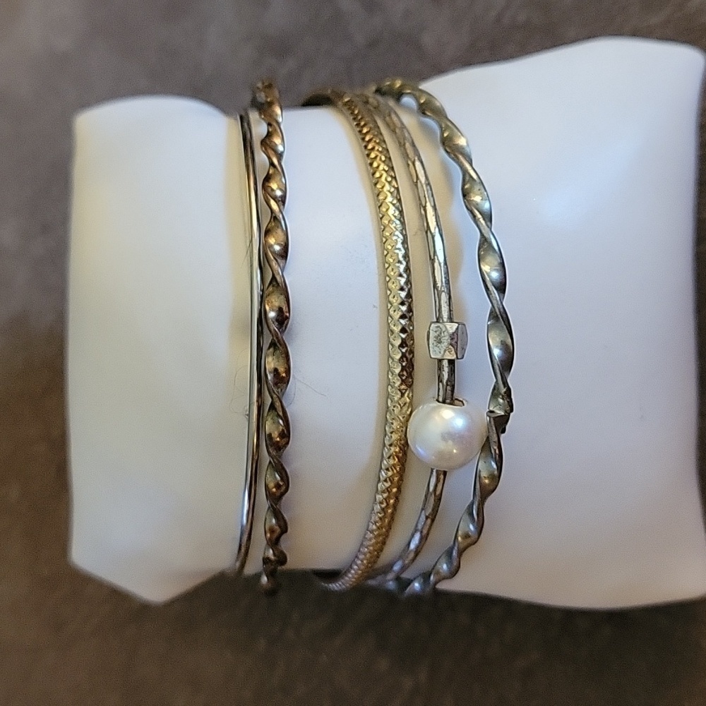 Assorted Metal Bangle Bracelets - image 3